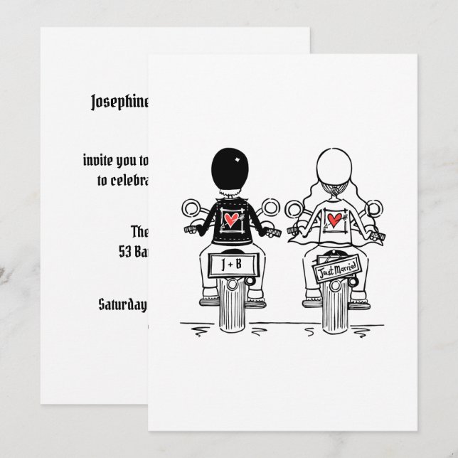 Biker Motorcycle Wedding Evening Reception Invitation (Front/Back)