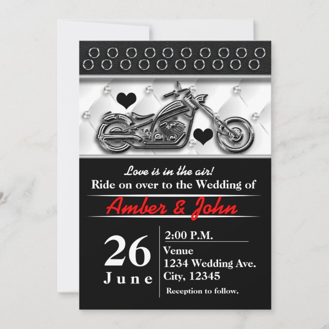 Biker Motorcycle Wedding Event Invitations (Front)
