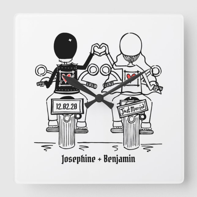 Biker Motorcycle Wedding Gift Acrylic Wall Clock (Front)