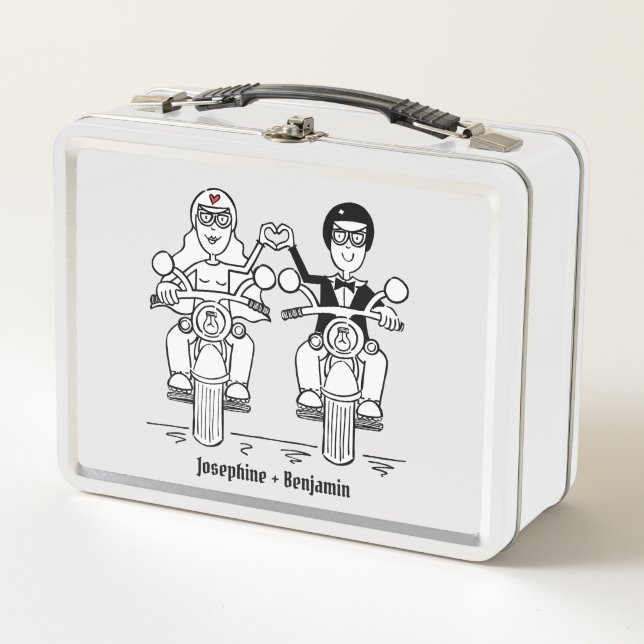 Biker Motorcycle Wedding Gift Metal Lunch Box (Front)