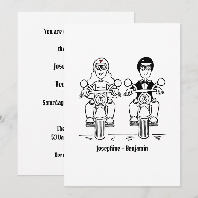 Biker Motorcycle Wedding Invitation (Front/Back)
