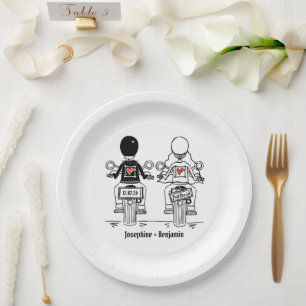 Biker Motorcycle Wedding  Paper Plate