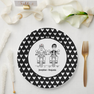 Biker Motorcycle Wedding Party Food Paper plate
