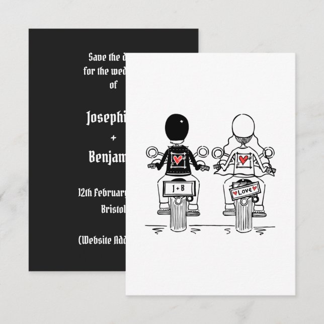 Biker Motorcycle Wedding  Save The Date (Front/Back)