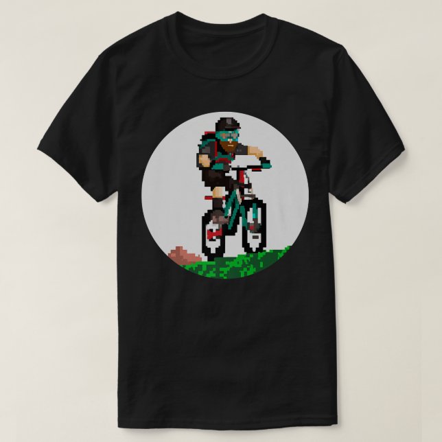 Biker Mountainbiker Pixel Art Retro Gaming Style 2 T-Shirt (Design Front)