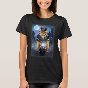 Biker Orange Cat Riding Motorcycle, Galaxy Icy Moo T-Shirt
