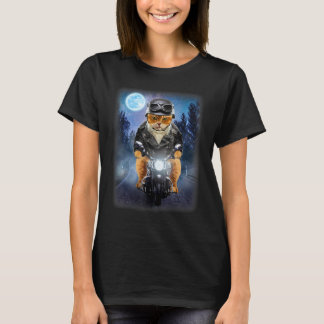 Biker Orange Cat Riding Motorcycle, Galaxy Icy Moo T-Shirt