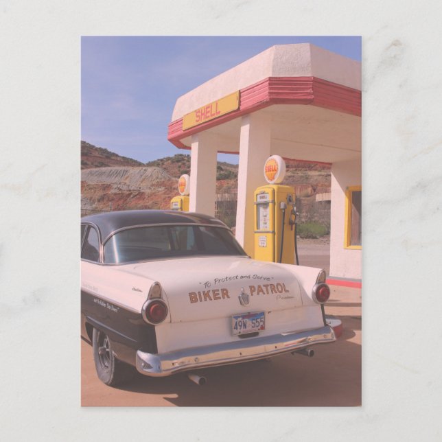 Biker Patrol Classic Car Service Station Postcard (Front)