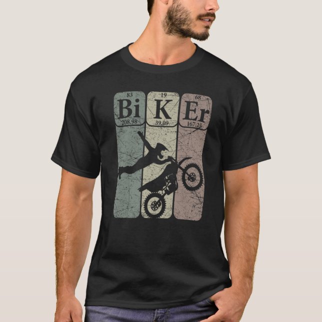 Biker Periodic Table Elements Motocross Bike Nerd  T-Shirt (Front)