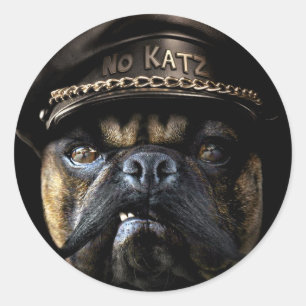 Biker Pug Classic Round Sticker