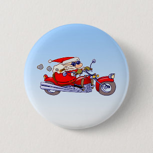 Biker Santa 6 Cm Round Badge