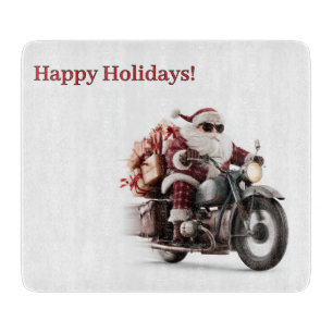 Biker Santa Christmas Kitchen Adventure Cutting Board