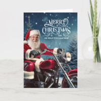 Biker Santa Christmas with Winter Pines