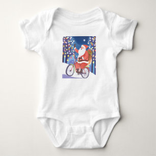 Biker santa claus baby bodysuit