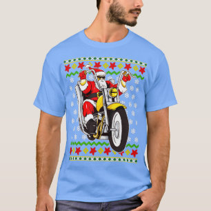 Biker Santa Claus Motorcycle Ugly Christmas Sweate T-Shirt