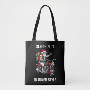 Biker Santa Claus Tote Bag