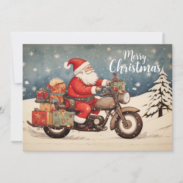 Biker Santa Holiday Card (Front)