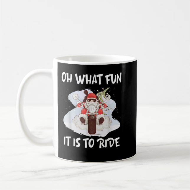 Biker Santa Motorcycle Fan Merry Christmas Xmas Ho Coffee Mug (Left)