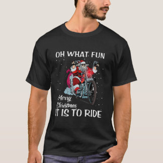 Biker Santa Motorcycle Fan Merry Christmas Xmas Ho T-Shirt