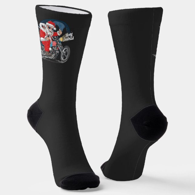 Biker Santa Socks (Angled)