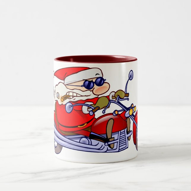Biker Santa Two-Tone Coffee Mug (Center)