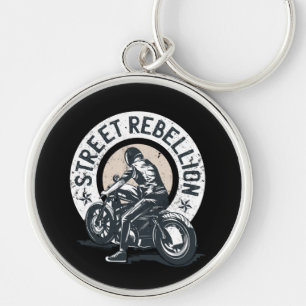 Biker Scorcher on a Motorcycle Key Ring