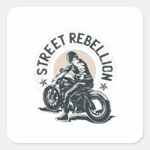 Biker Scorcher on a Motorcycle Square Sticker