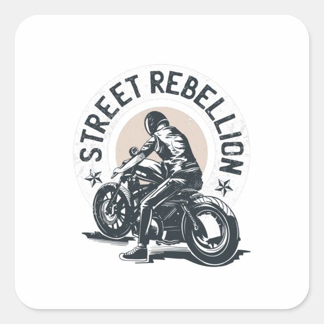 Biker Scorcher on a Motorcycle Square Sticker (Front)