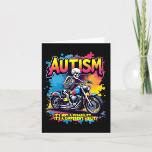 Biker Skeleton Riding Motorcycle Puzzle Autism Awa Card