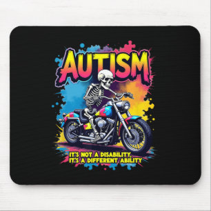Biker Skeleton Riding Motorcycle Puzzle Autism Awa Mouse Mat