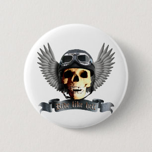 Biker Skull A 6 Cm Round Badge