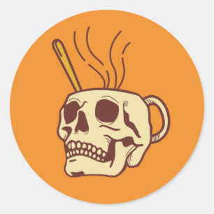 Biker Skull Classic Round Sticker