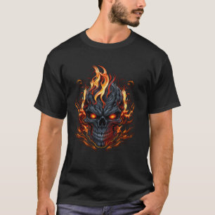 Biker Skull Flames Fire Graphic Grunge Bikercore A T-Shirt
