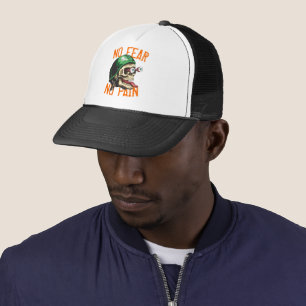 Biker Skull No Fear No Pain Funny Biker Trucker Hat