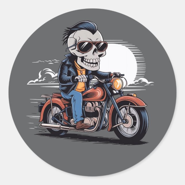 Biker Skull Rider Sticker (Front)