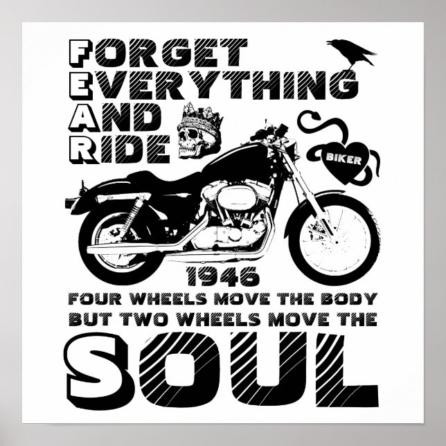 Biker Soul, Personalised Date of Birth Poster (Front)