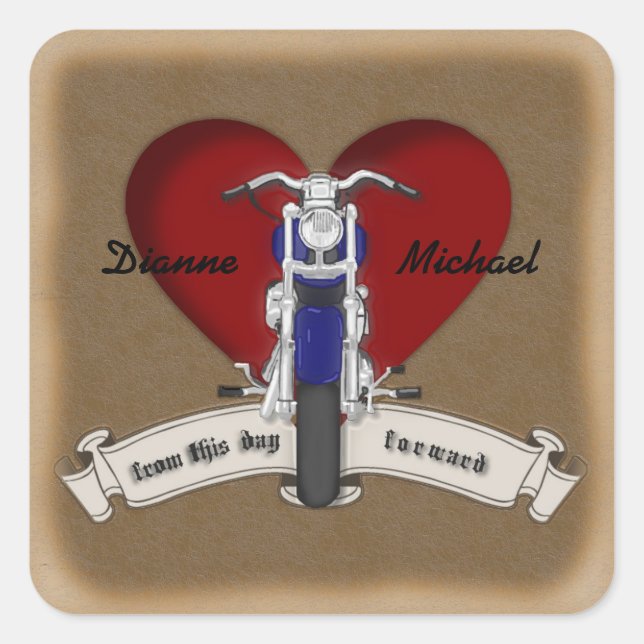 Biker Tatt Motorcycle Tattoo Wedding Stickers (Front)