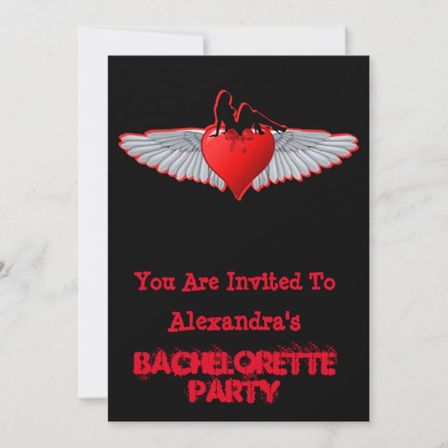 Biker tattoo rock style bachelorette party invitation (Front)