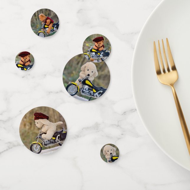 Biker Teddy Bear and Dog  - Confetti (Group)