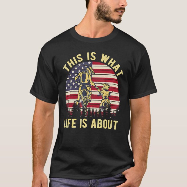 Biker This Is What Life Is About American Retro Fl T-Shirt (Front)