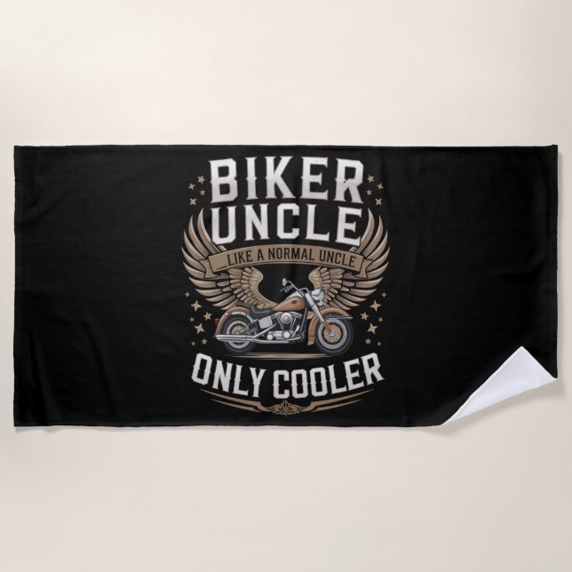 Biker Uncle Motorcycle Father's Day Beach Towel (Front)