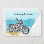 Biker Wedding Invitation<br><div class="desc">Biker Wedding Invitation with beach,  ocean and wedding dress.</div>