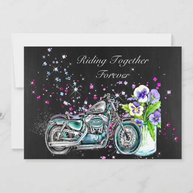 Biker Wedding Invitation with Motorcycle (Front)