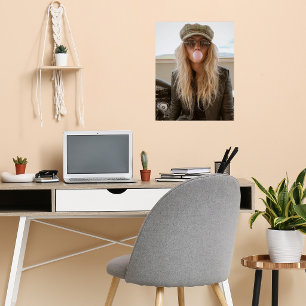 Biker Woman Pink Bubble Gum Bubble Stylish Poster