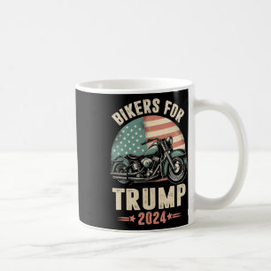 Bikers For Trump 2024 Motorcycle Us American Flag  Coffee Mug