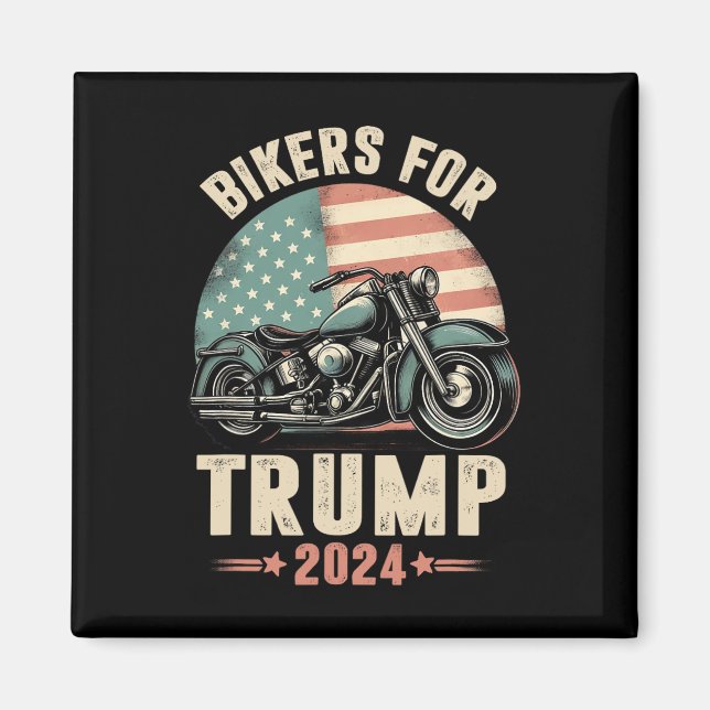 Bikers For Trump 2024 Motorcycle Us American Flag  Magnet (Front)