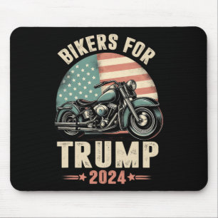 Bikers For Trump 2024 Motorcycle Us American Flag  Mouse Mat