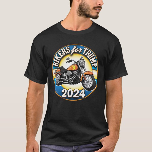 Bikers For Trump 2024 - Patriotic Cycling T-Shirt (Front)