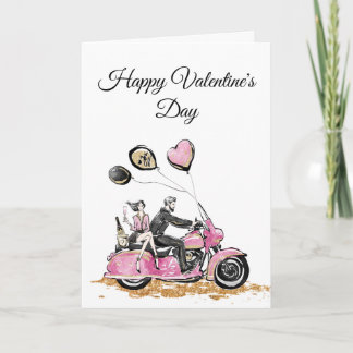 Biker's Motorcycle Valentine Folded Greeting Card