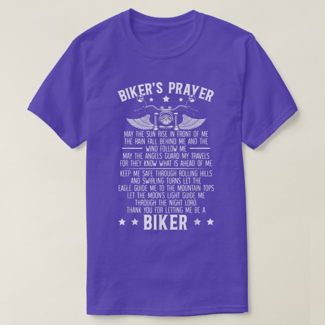 Biker's Prayer Motorcycle Christian Biking Motorcy T-Shirt (Design Front)